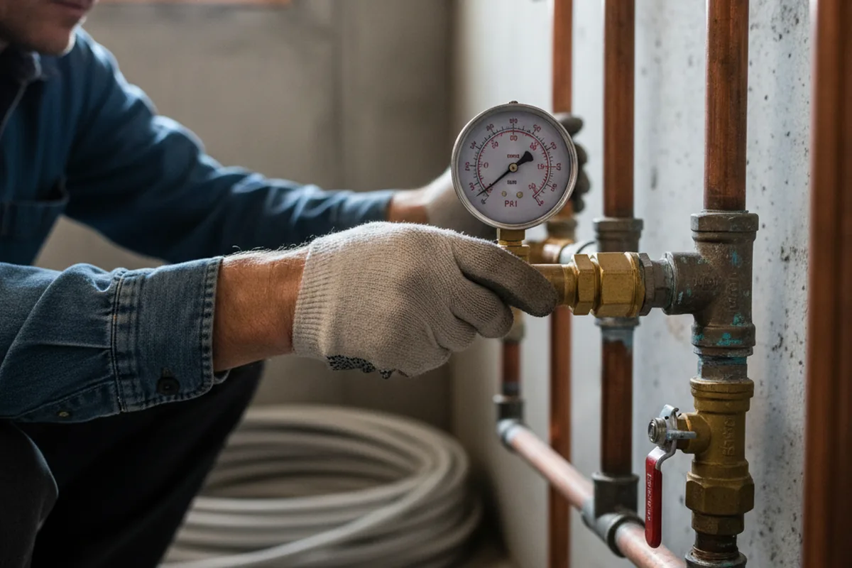 Pressure testing a repaired line during Water Line Repair in Sapulpa